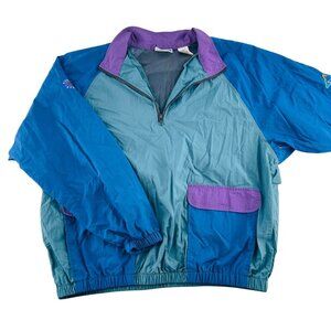 Vintage Reebok Golf Windbreaker Pullover Jacket Large  Blue & Purple Nylon